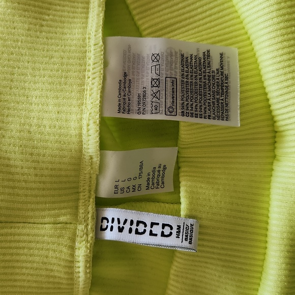 🍭NWOT🍭 H&M DIVIDED ribbed biker shorts, Size L, set of 2, lime green and peach - Picture 7 of 10